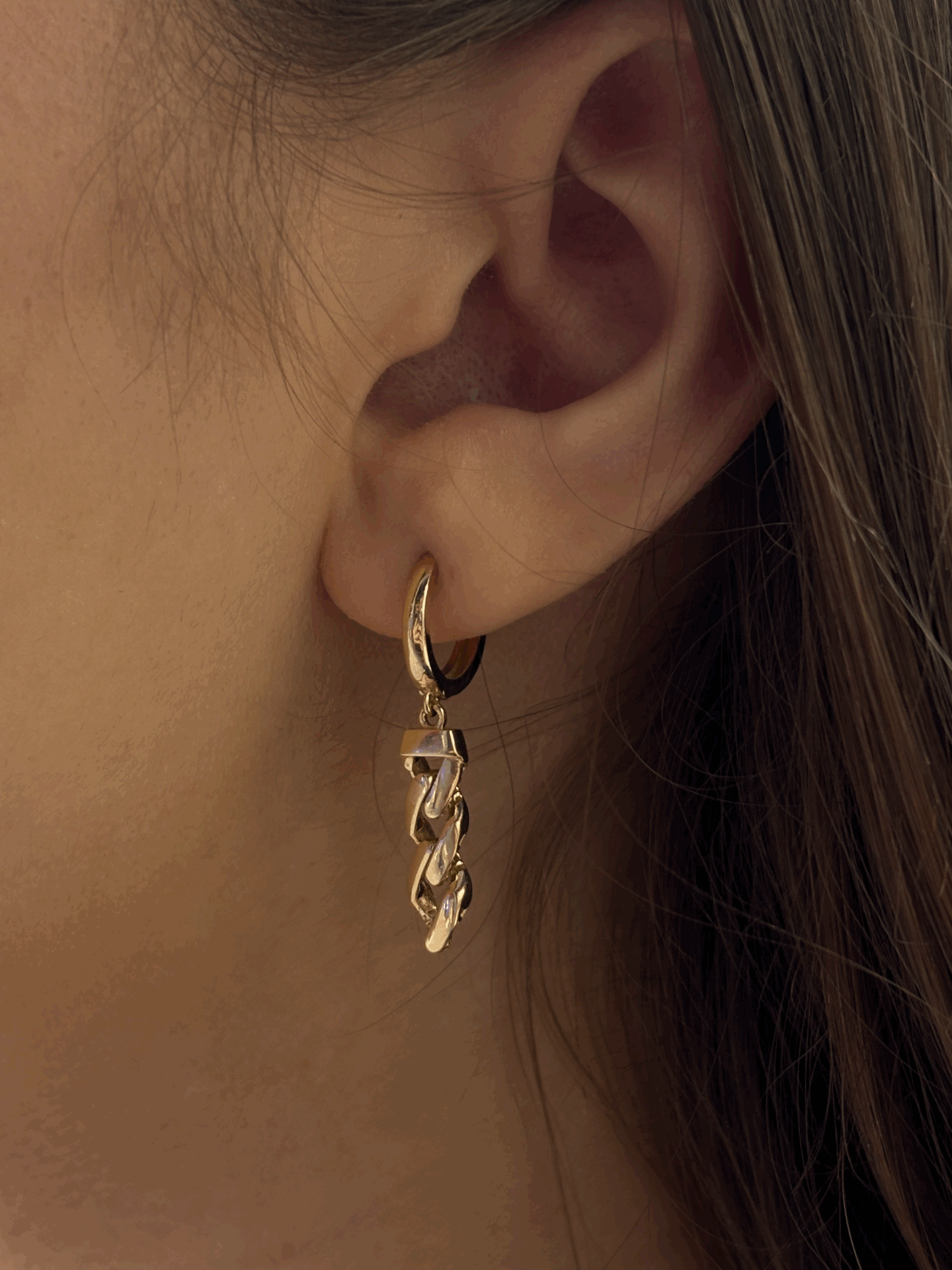 14 Ayar Altın Gurmet Zincir Küpe