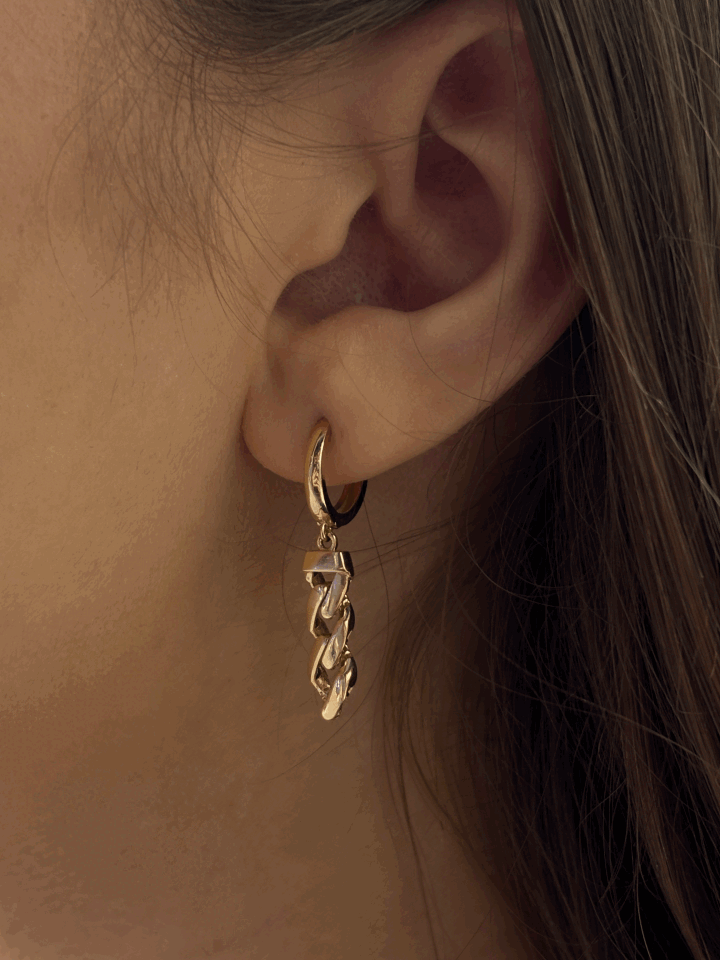 14 Ayar Altın Gurmet Zincir Küpe