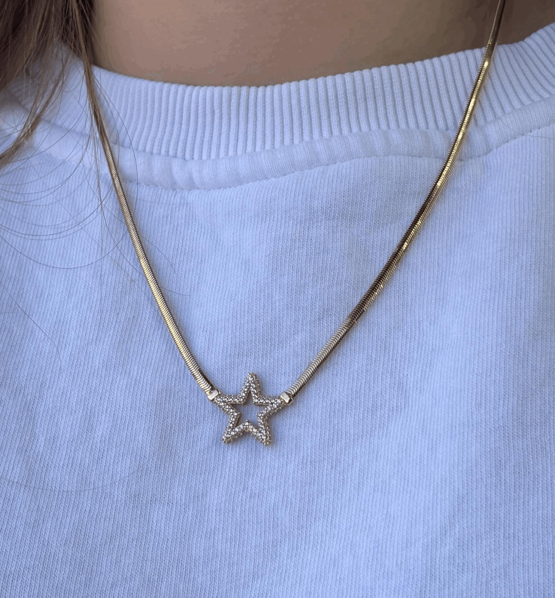 14 Ayar Altın Balıksırtı Yıldız Kolye