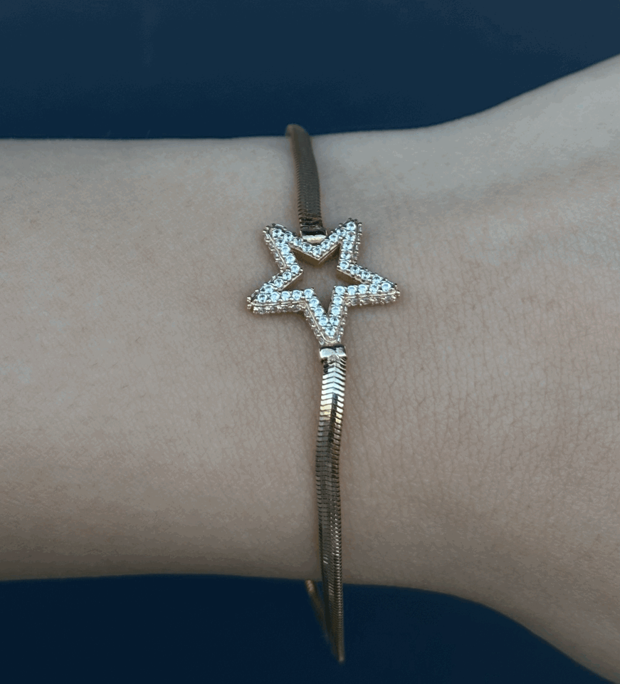 14 Ayar Altın Balıksırtı Yıldız Bileklik