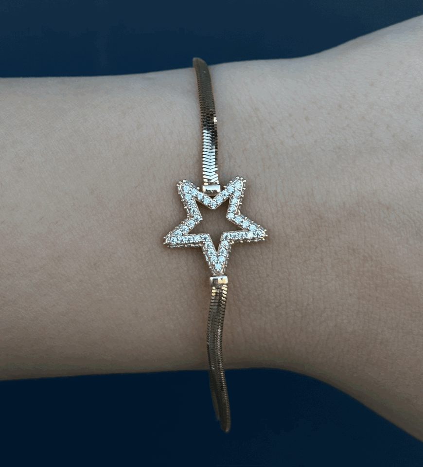 14 Ayar Altın Balıksırtı Yıldız Bileklik