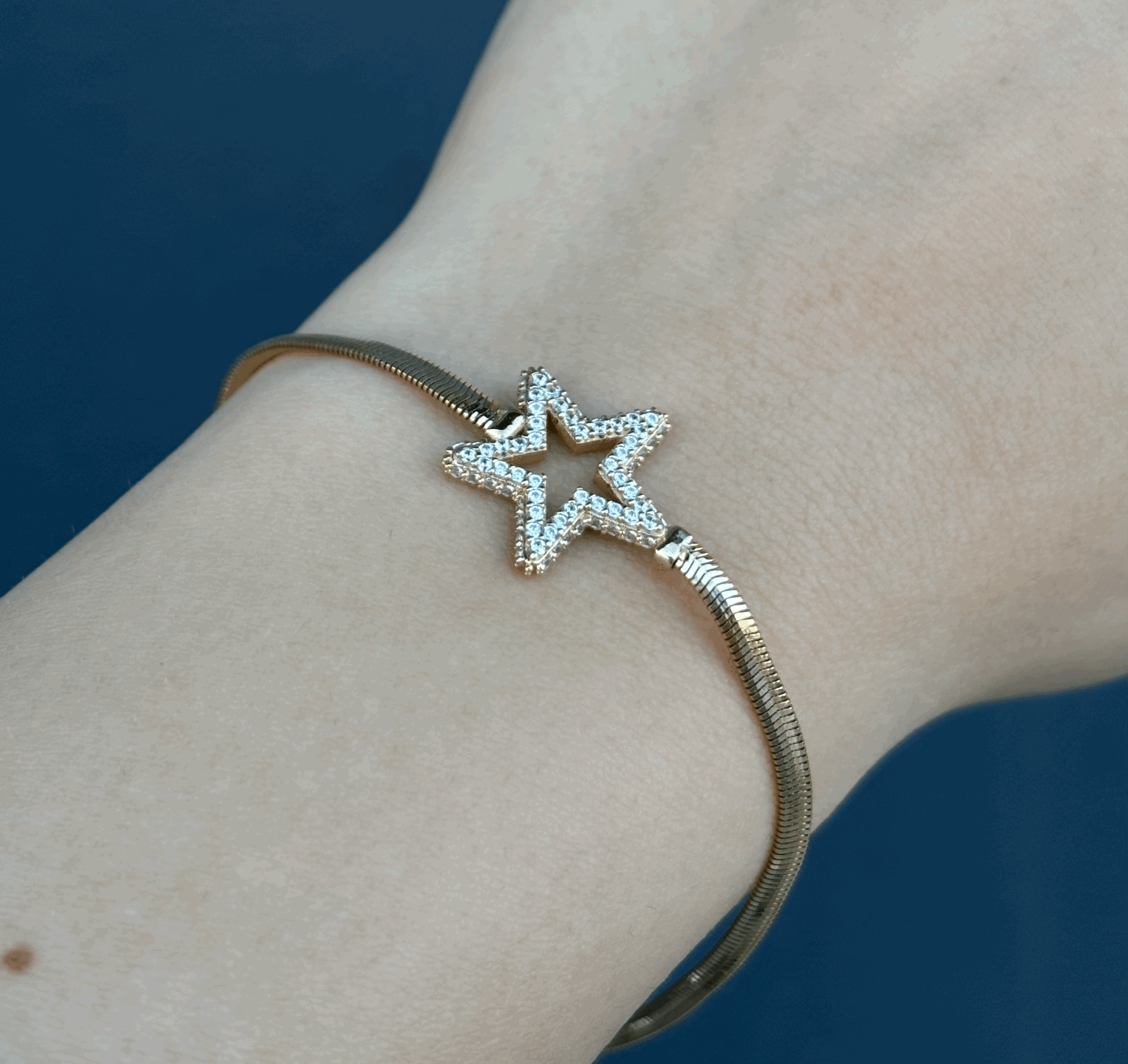 14 Ayar Altın Balıksırtı Yıldız Bileklik