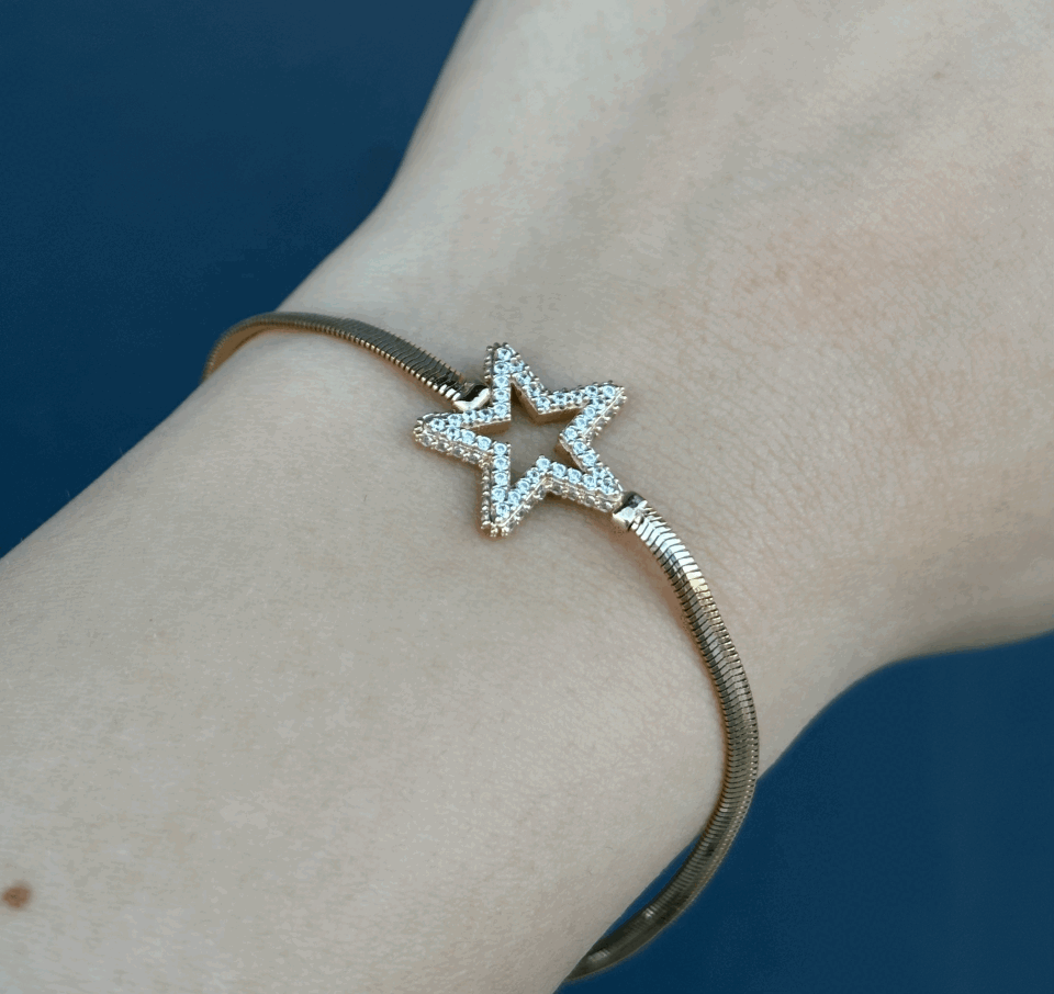 14 Ayar Altın Balıksırtı Yıldız Bileklik