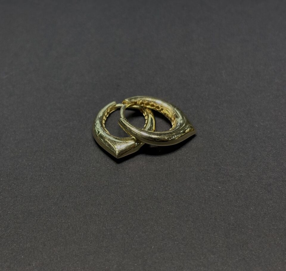 14 Ayar Altın Halka Damla Küpe