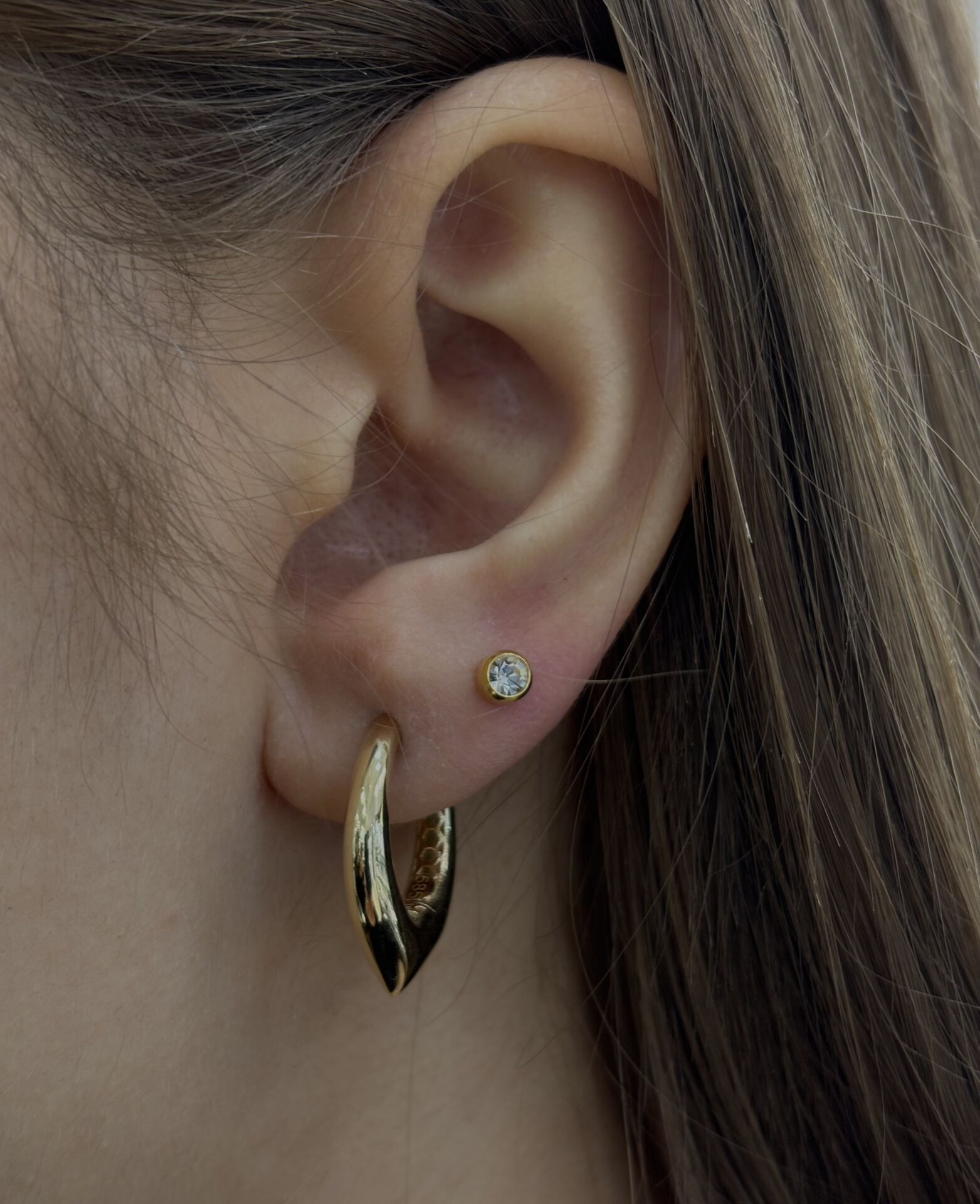 14 Ayar Altın Halka Damla Küpe