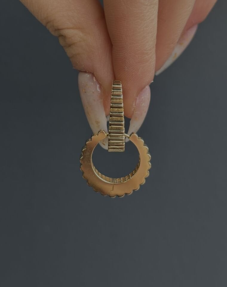 14 Ayar Altın Tırtıklı Halka Küpe