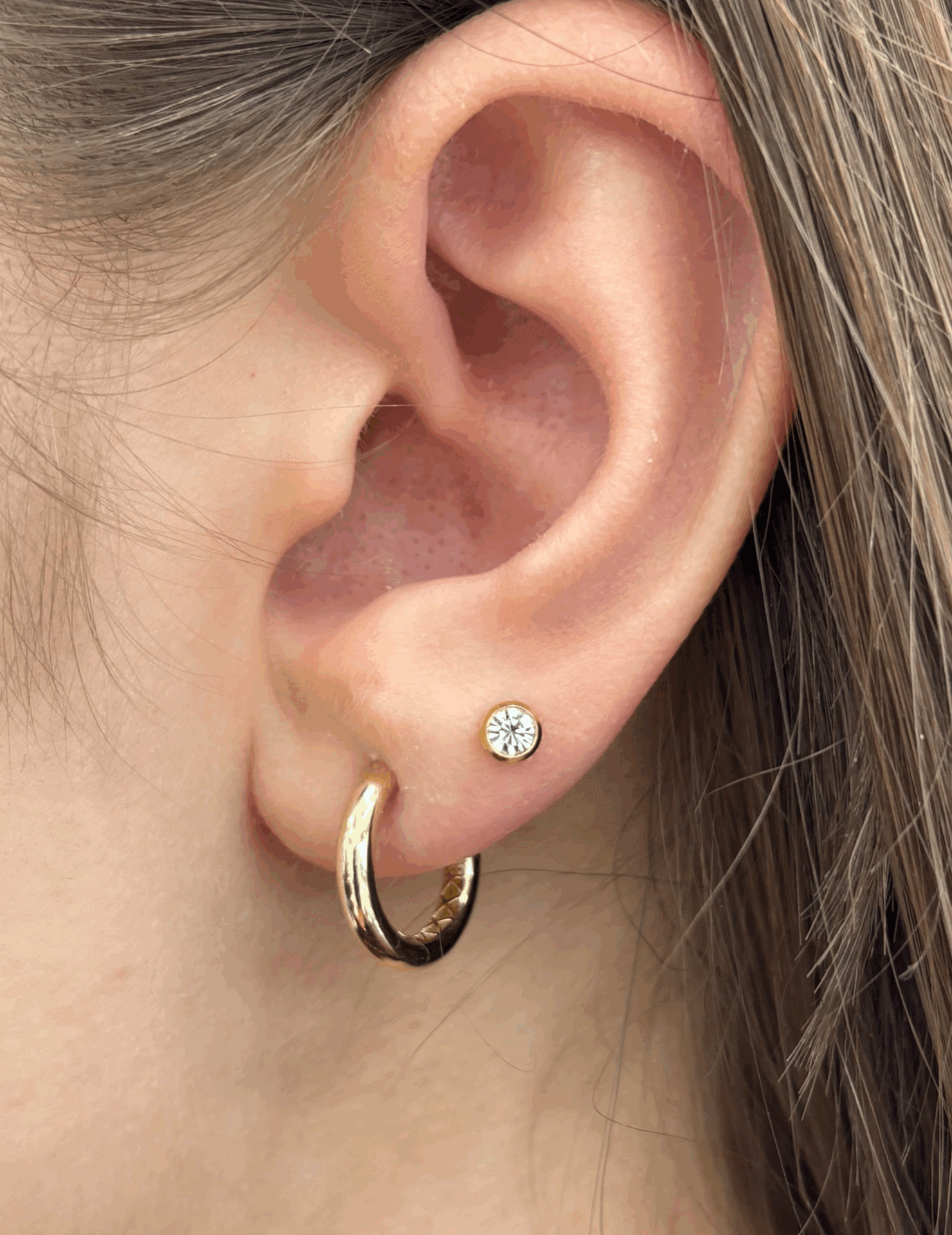 14 Ayar Altın Küçük Boy Halka Küpe