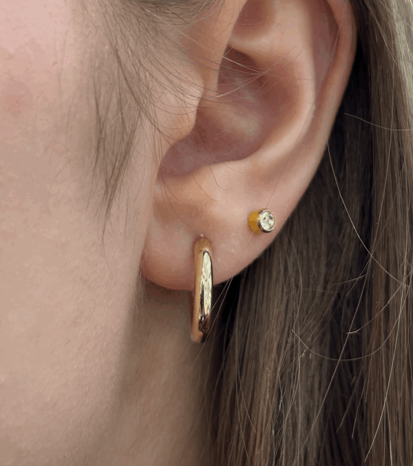 14 Ayar Altın Orta Boy Düz Halka Küpe