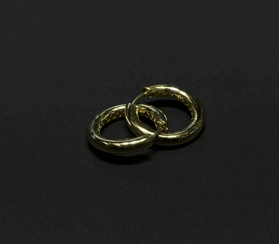 14 Ayar Altın Büyük Boy Düz Halka Küpe