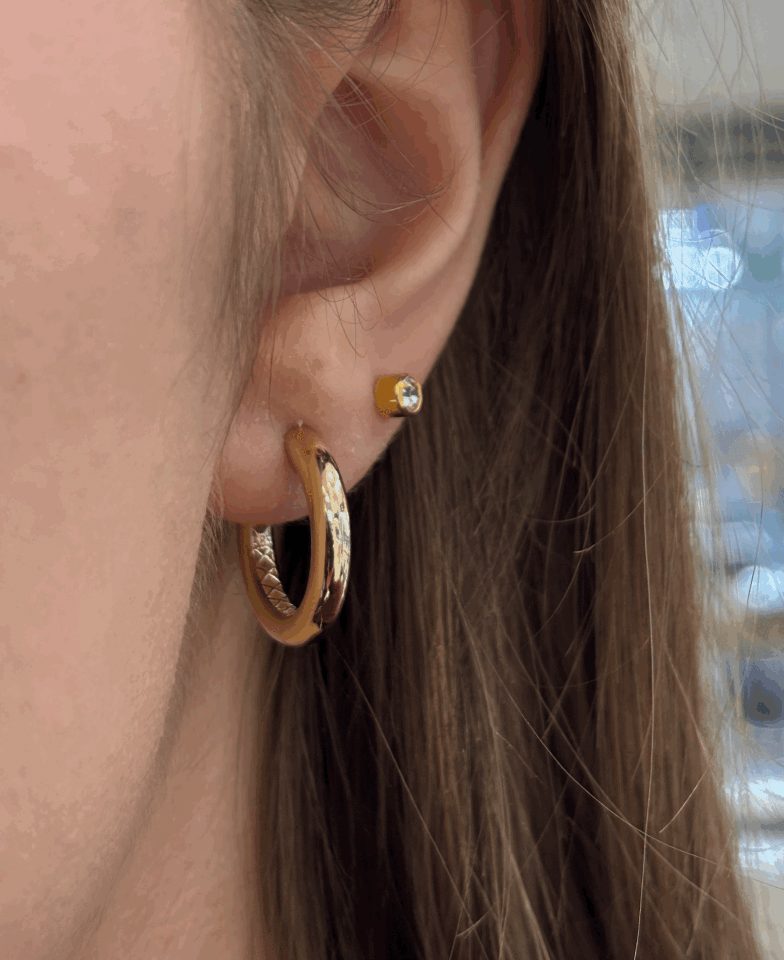 14 Ayar Altın Büyük Boy Düz Halka Küpe