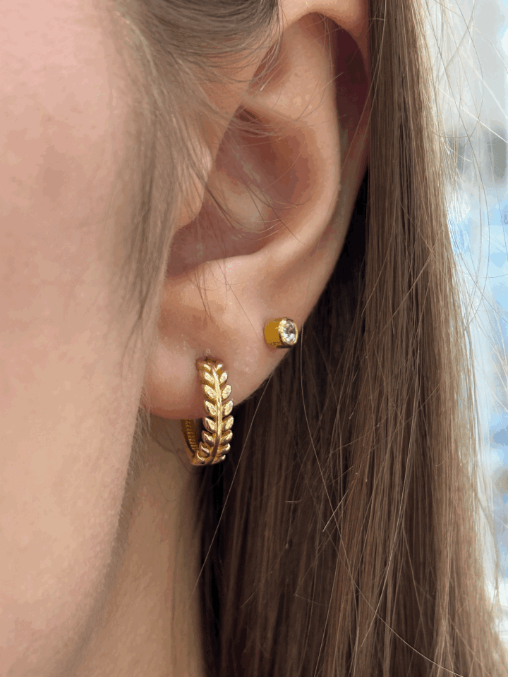 14 Ayar Altın Sezar Halka Küpe