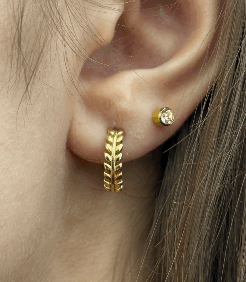 14 Ayar Altın Sezar Halka Küpe