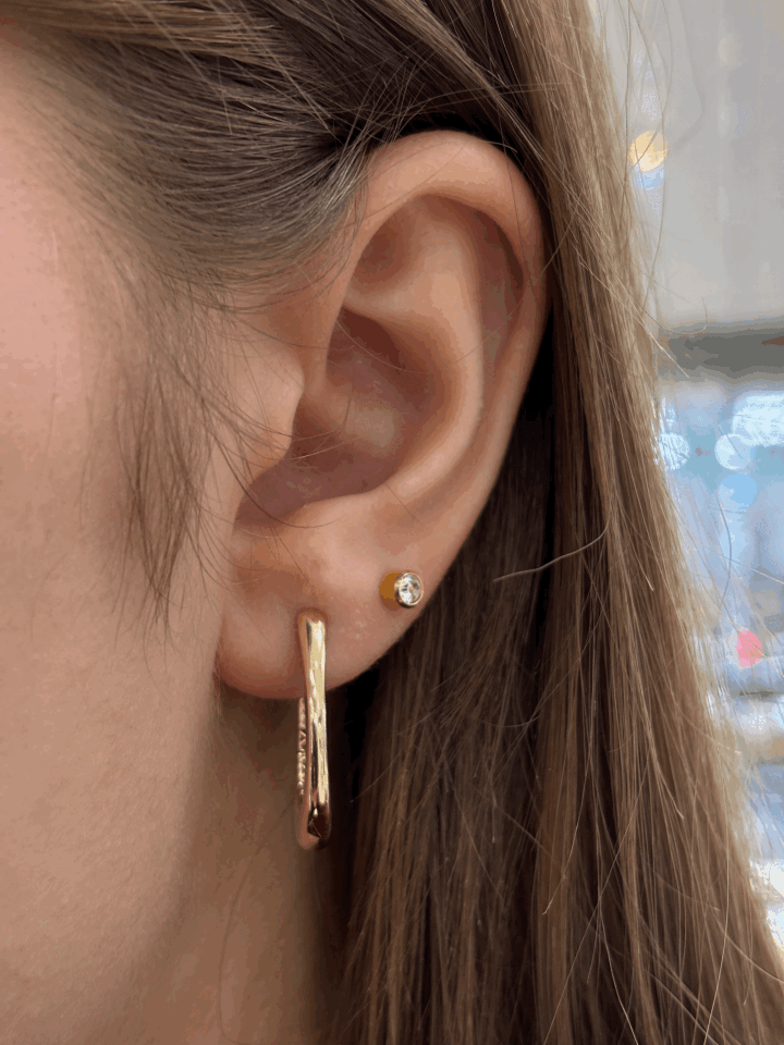 14 Ayar Altın Damla Tasarım Küpe