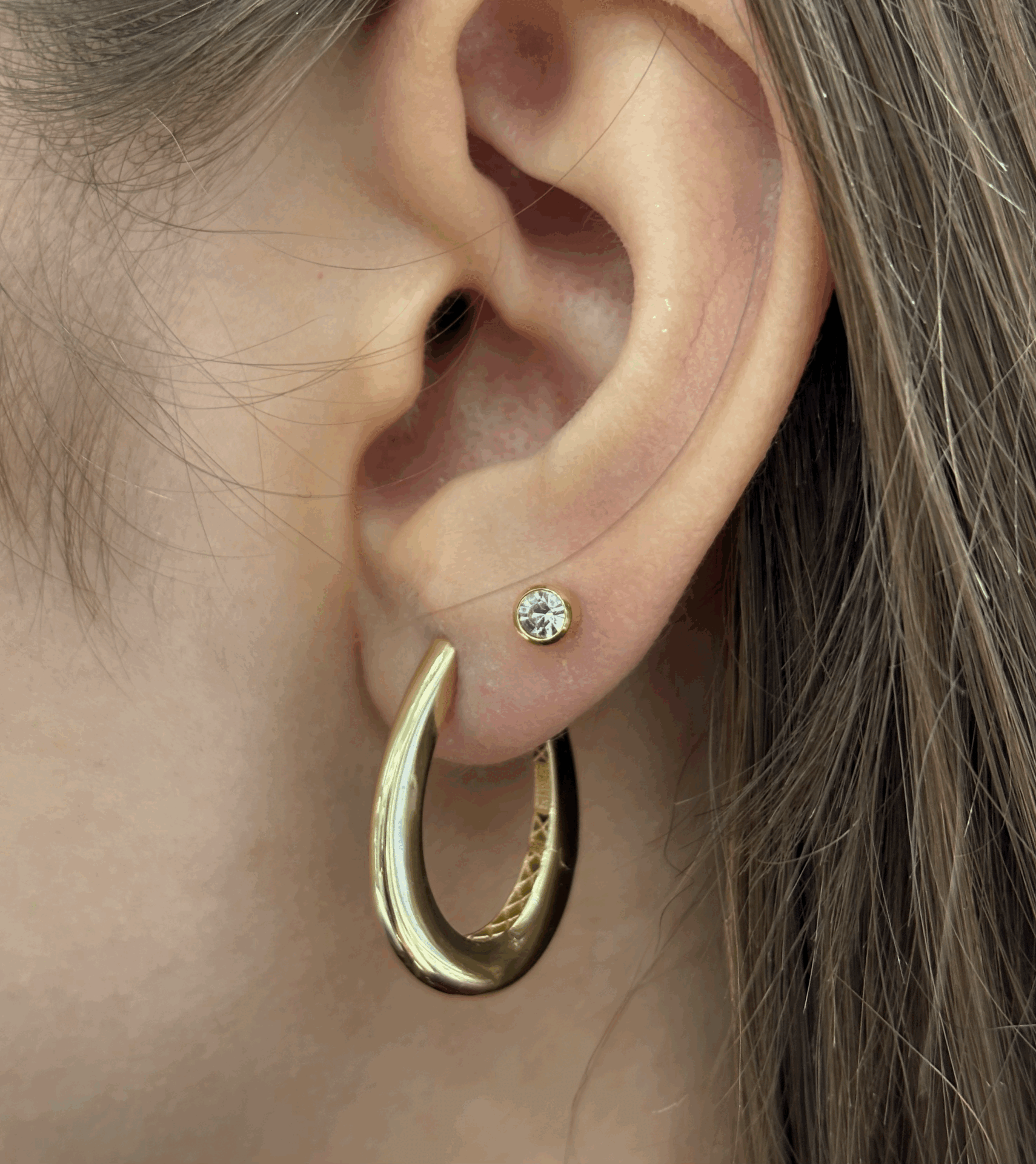 14 Ayar Altın Damla Tasarım Küpe