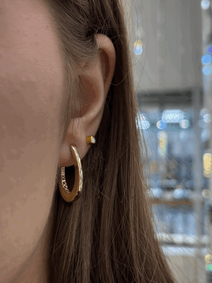 14 Ayar Altın Damla Tasarım Küpe