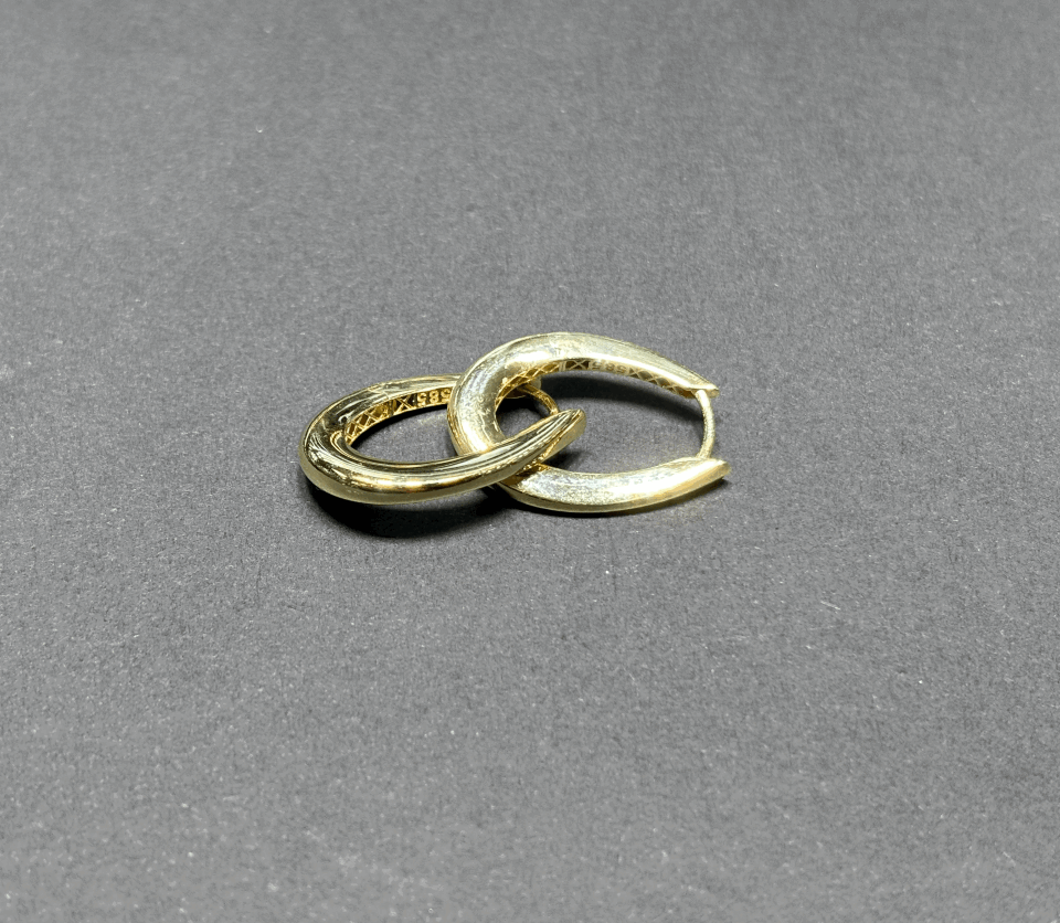 14 Ayar Altın Damla Tasarım Küpe