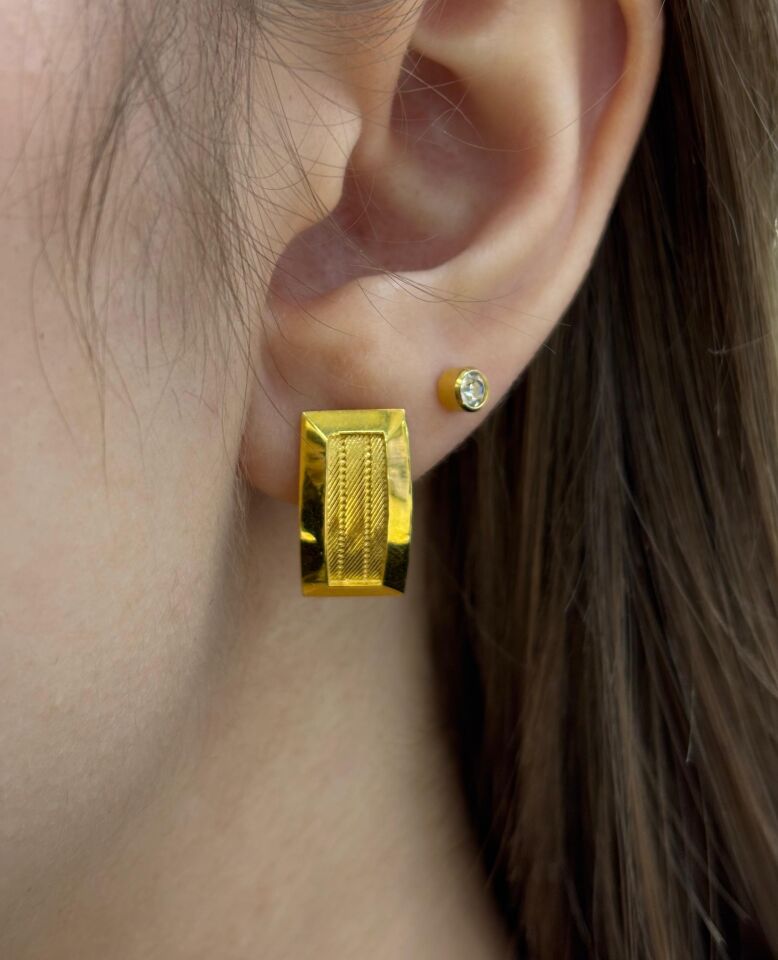 14 Ayar Altın Trabzon Hasırı Küpe