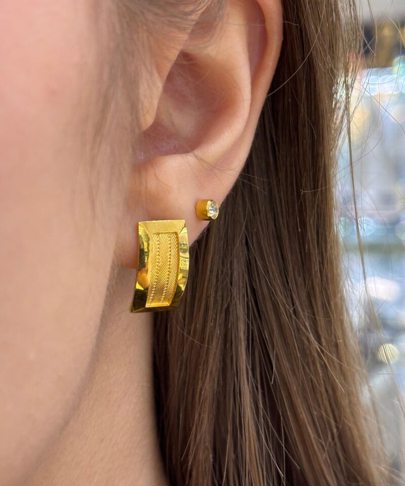 14 Ayar Altın Trabzon Hasırı Küpe