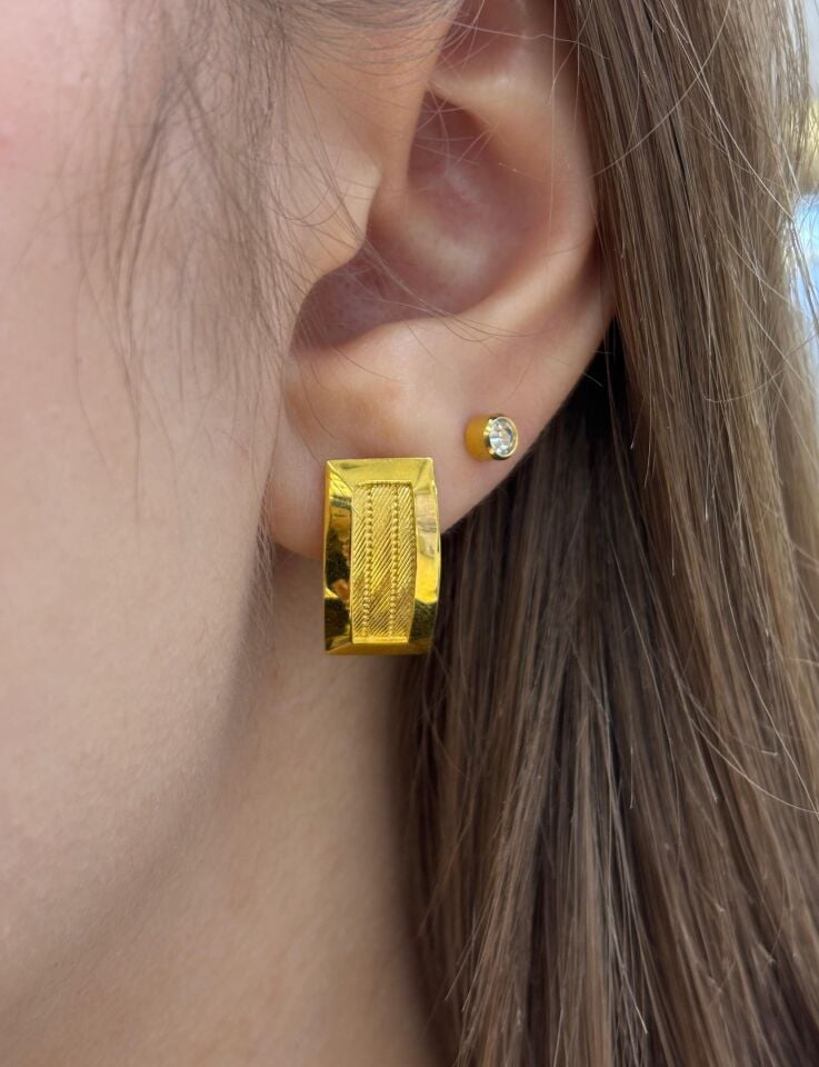 14 Ayar Altın Trabzon Hasırı Küpe