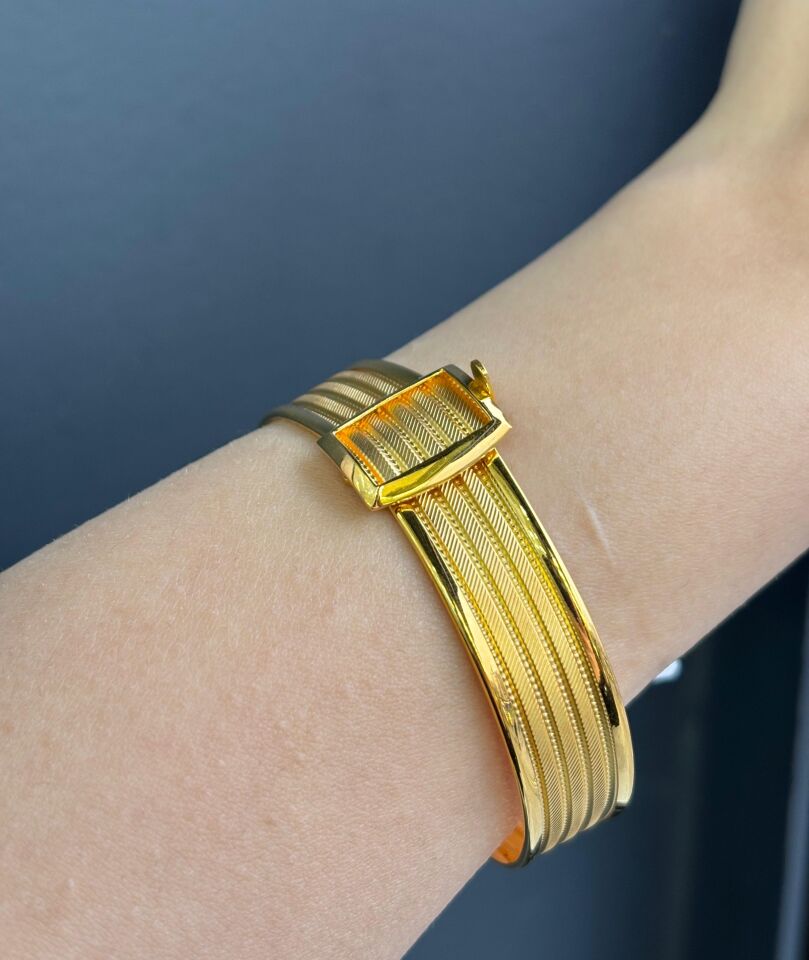 14 Ayar Altın Trabzon Hasırı Kelepçe