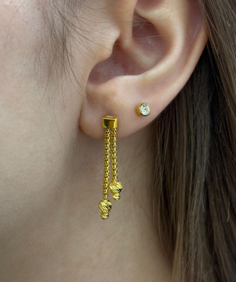 14 Ayar Altın Dorika Toplu Kalze Küpe