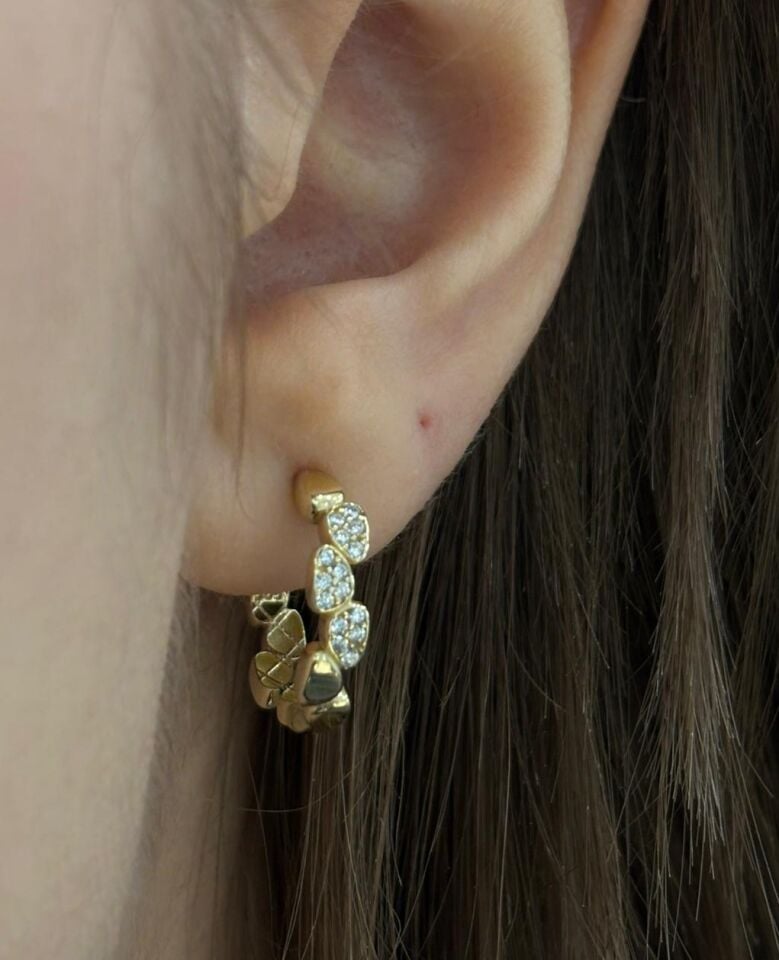 14 Ayar Altın Taşlı Patika Küpe