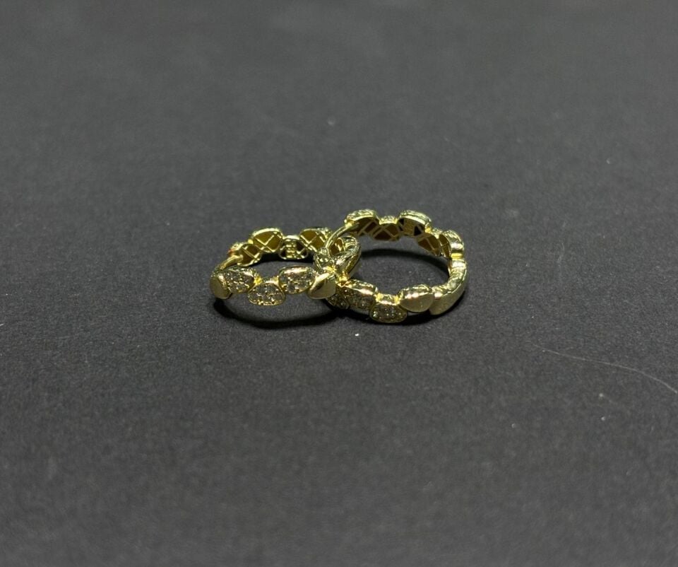 14 Ayar Altın Taşlı Patika Küpe