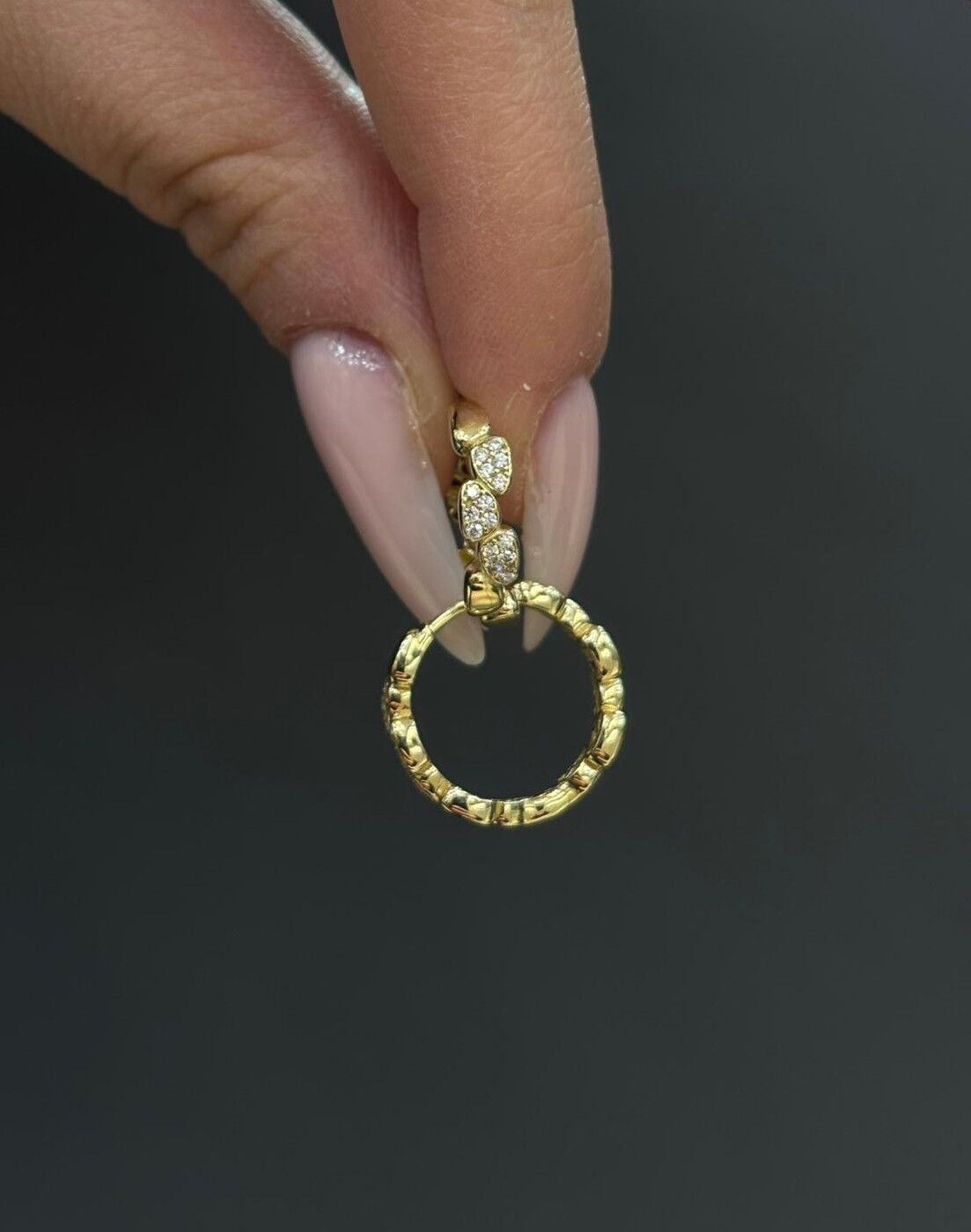 14 Ayar Altın Taşlı Patika Küpe