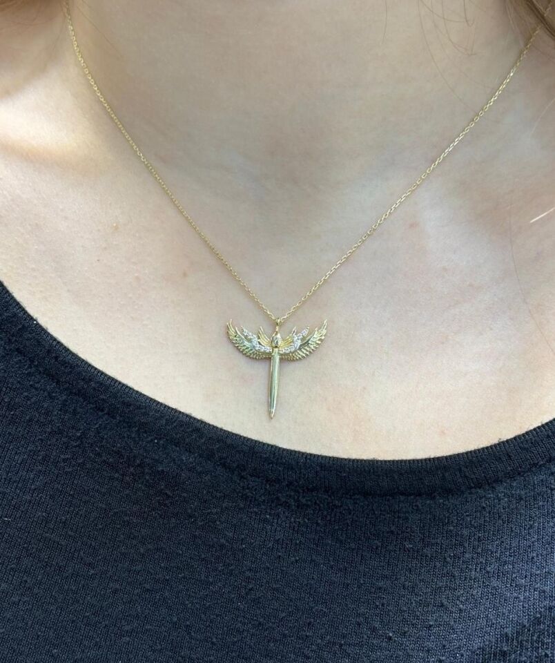 14 Ayar Altın Mikailin Kılıcı Kolye