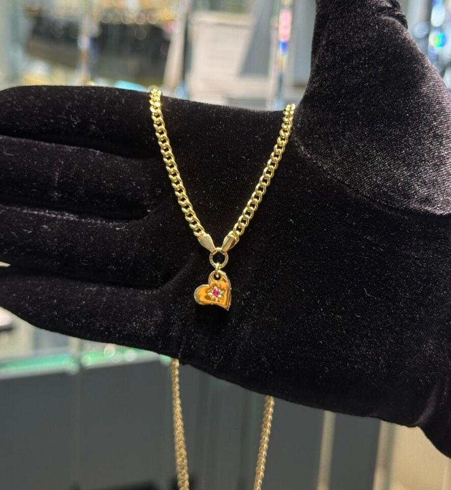 Ruby Taşlı Kalp Gurmet Kolye
