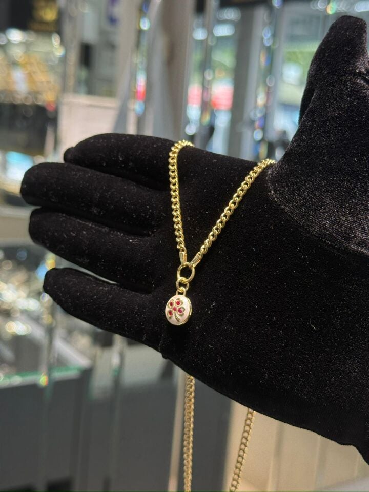 Ruby Taşlı Yonca Gurmet Kolye